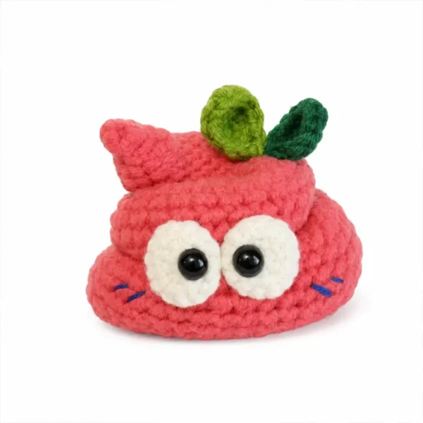 Handmade crochet poop-shaped keychain charm