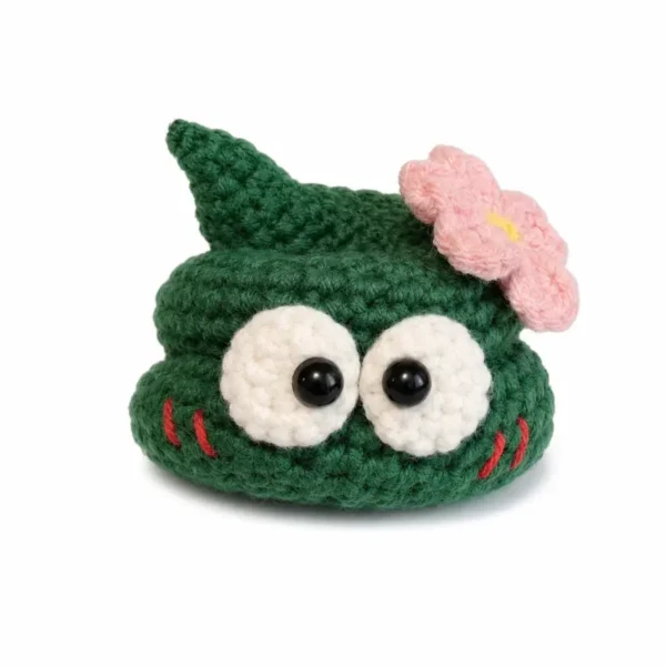 Handmade crochet poop-shaped keychain charm