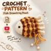 Fish Drawstring Pouch Crochet Pattern, Small Bag PDF with Video